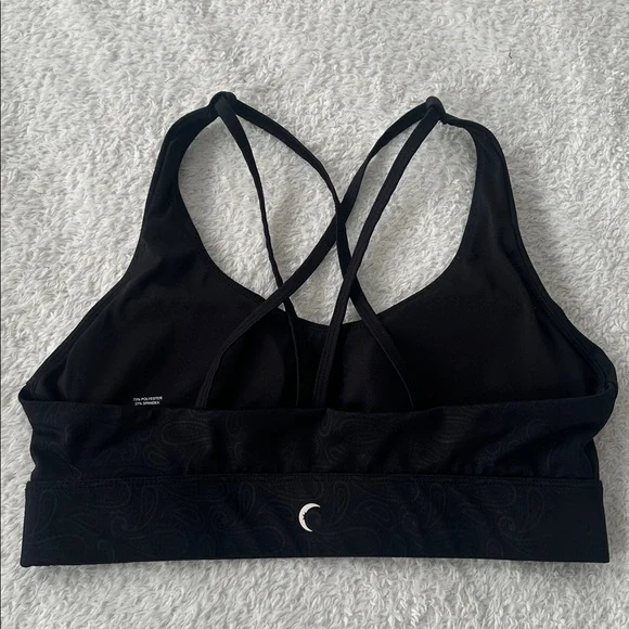 Zyia Activewear Light N Tight Black Paisley Strappy Padded Sports Bra Size XL - Picture 4 of 7